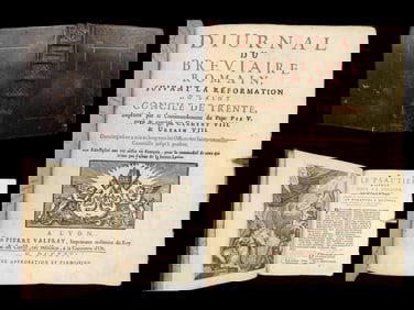 1726 Roman Catholic Diurnal Breviary Prayers Hymns Latin Moroccan Valfray Bible