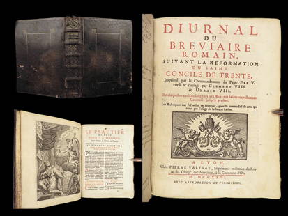 1726 Roman Catholic Diurnal Breviary Prayers Hymns Latin Moroccan Valfray Bible: 1726 Roman Catholic Diurnal Breviary Prayers Hymns Latin Moroccan Valfray Bible A fine 18th-century Roman Catholic diurnal breviary. Published by Peter Valfray in Lyon, this Moroccan leather-bound