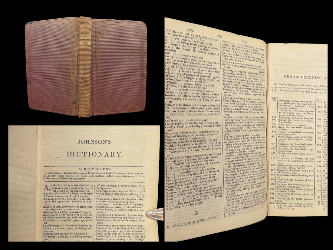 1838 Samuel Johnson FAMED Dictionary English Language Miniature London (1 of 10)