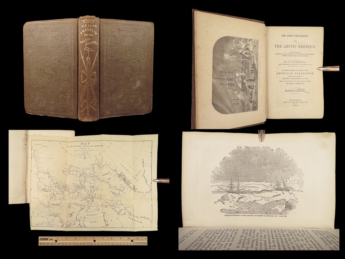1852 Arctic Regions Voyages 1st John Franklin Simmonds Grinnell Expedition MAP (1 of 10)