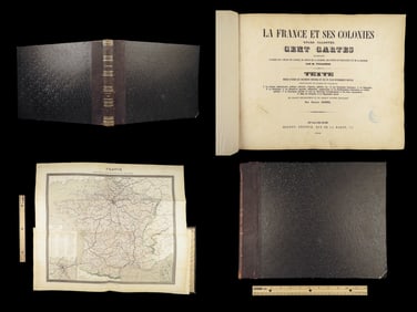 1853 ATLAS of France Vuillemin 100 MAPS French Geography Topography Poiree