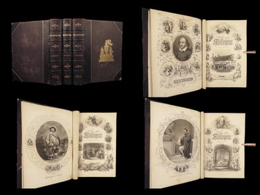 1861 SHAKESPEARE Complete Works Romeo Juliet King Lear BEAUTIFUL 3v Leather SET