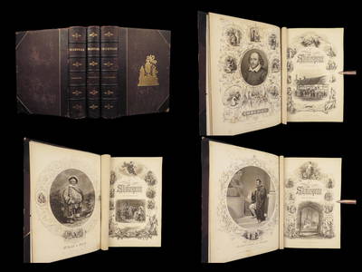 1861 SHAKESPEARE Complete Works Romeo Juliet King Lear BEAUTIFUL 3v Leather SET