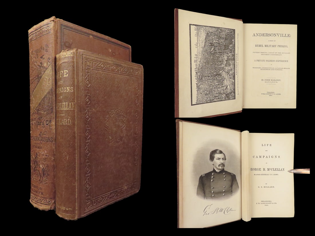 1865 Civil War Battles Life of Gen George McClellan + McElroy Andersonville 2v (1 of 10)