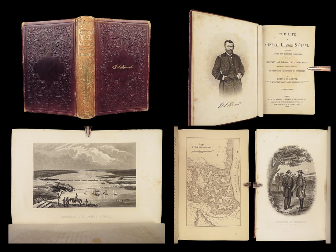 1868 CIVIL WAR Memoirs | 1st ed Life of General Ulysses S Grant by John Abbott (1 of 10)
