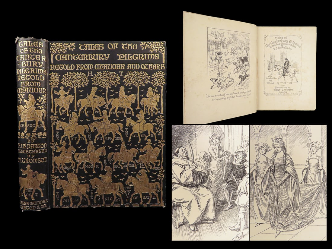 1906 Geoffrey CHAUCER Canterbury Tales Pilgrims Knights Tale Hugh Thomson ART (1 of 10)