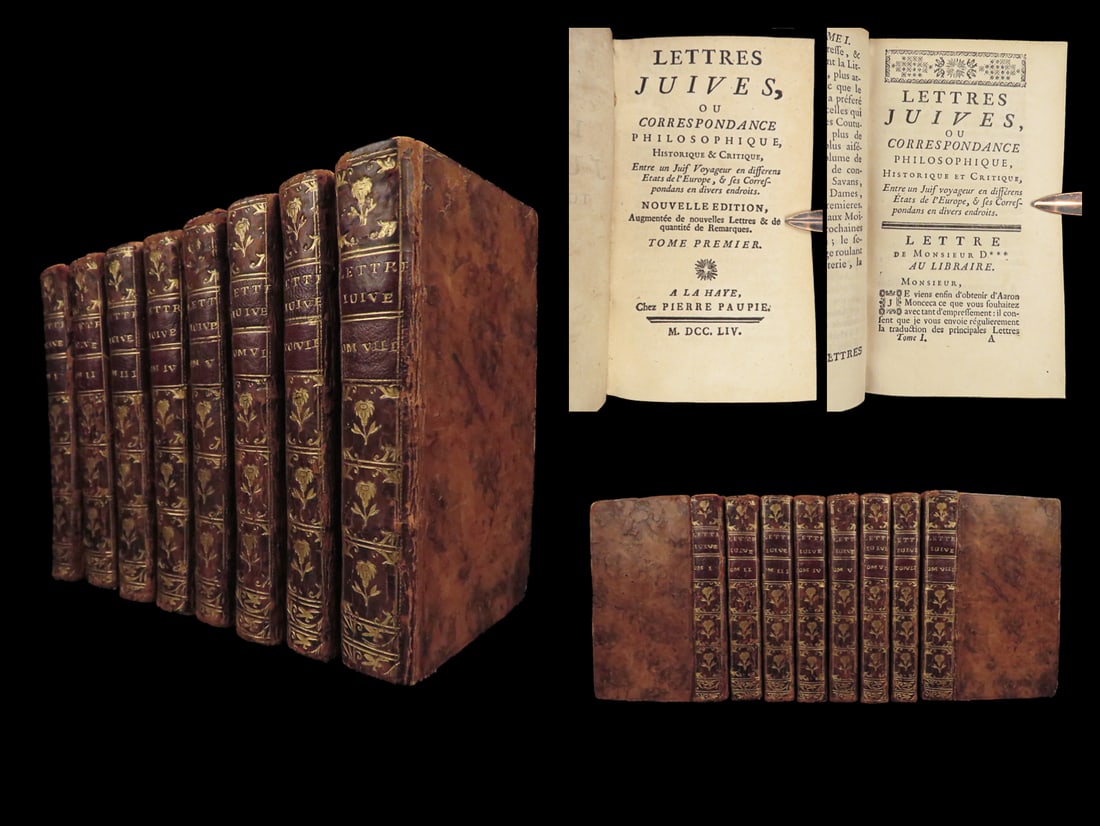 1754 Jewish Letters by dArgens Boyer | Hebrew Philosophy & Montesquieu Politics (1 of 10)