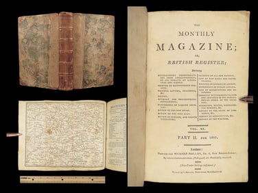 1805 British Monthly Magazine AMERICA Indians Carolina Farms Horatio Nelson MAP