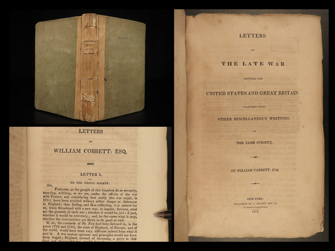 1815 1ed War of 1812 Cobbett Letters America England George IV Napoleon Navy (1 of 20)