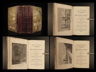 1825 1ed Wonders of Britain Stonehenge CASTLES Old Sarum Lindisfarne Ruins 3v