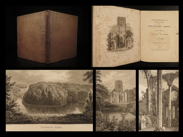 1830 Fountains Abbey in Yorkshire Cathedral Ruins Illustrated Henry VIII Storer