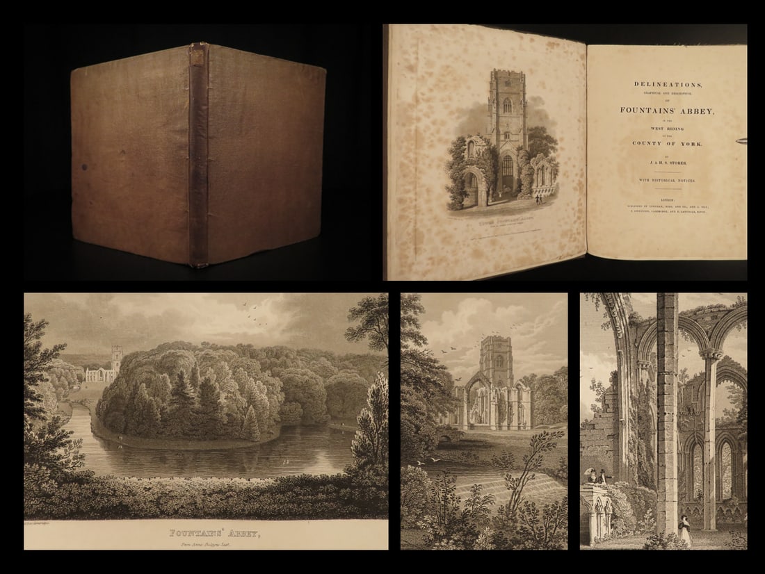 1830 Fountains Abbey in Yorkshire Cathedral Ruins Illustrated Henry VIII Storer (1 of 20)