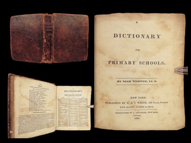 1834 Noah Webster 1st Dictionary for Primary Schools | Rare English Grammar