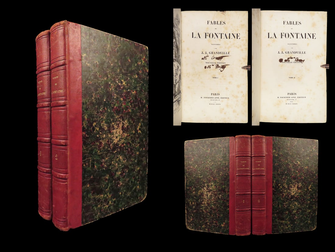 1839 FABLES of Jean la Fontaine Illustrated by J.J. Grandville | French 2v SET (1 of 10)