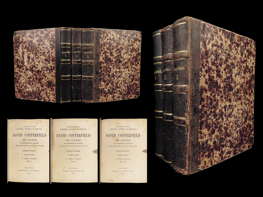 1849 David Copperfield 1st ed by Charles Dickens English Lit Leipzig 3v SET (1 of 10)