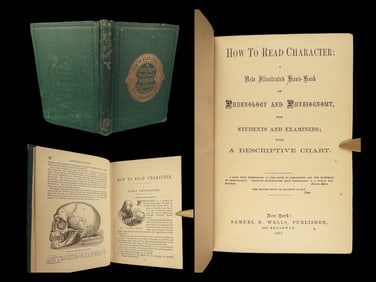 1871 Phrenology 1st How to Read Character Self-Help Physiognomy Handbook Wells