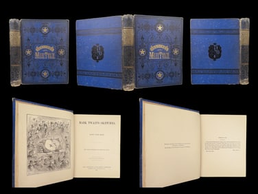 1875 Mark TWAIN 1st ed Sketches Samuel Clemens Jumping Frog Poultry Blue Cloth