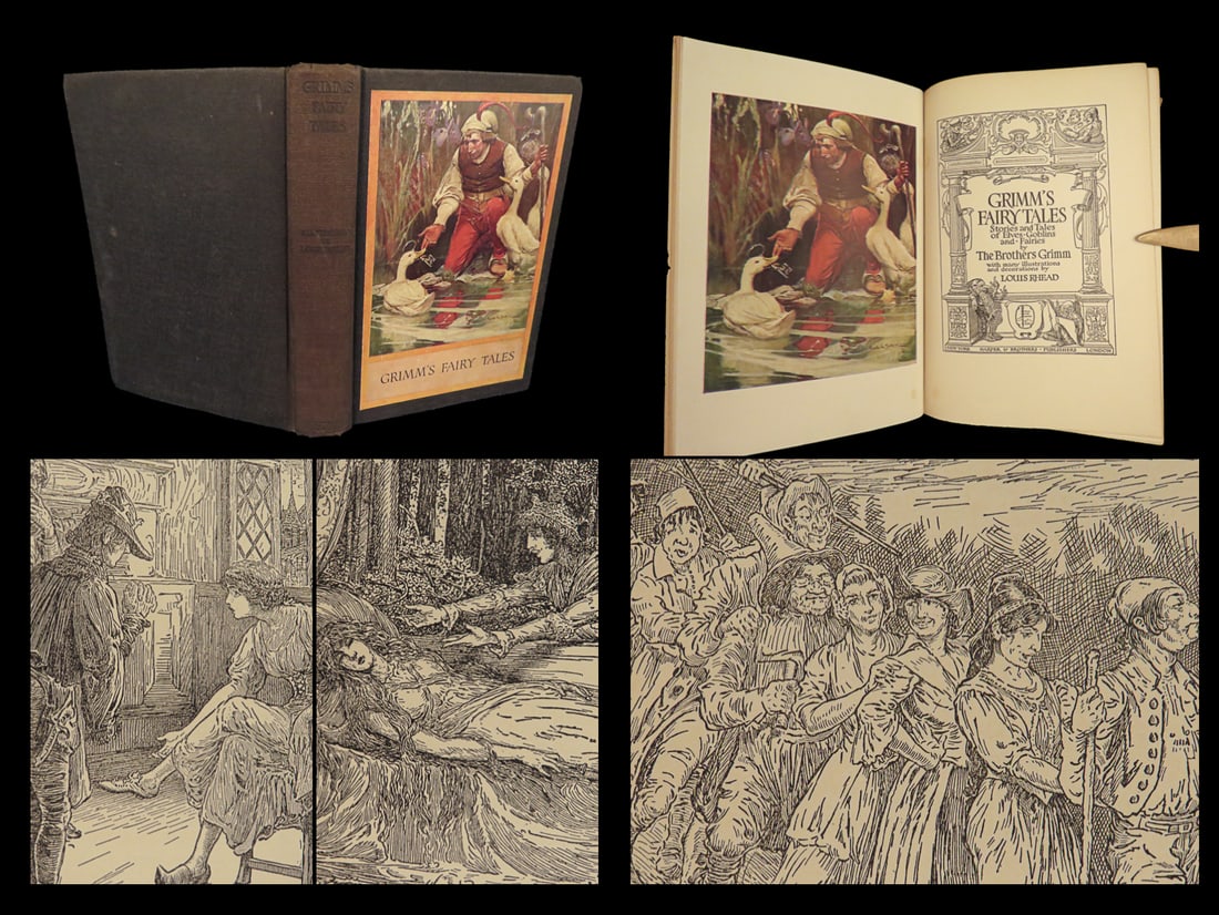 1917 GRIMM Fairy Tales 1st Rhead Art | Rapunzel Sleeping Beauty Red Riding Hood: 1917 GRIMM Fairy Tales 1st Rhead Art | Rapunzel Sleeping Beauty Red Riding Hood “How often when we are comfortable, we begin to long for something new!” ? Jacob Grimm An incredible early 20th-