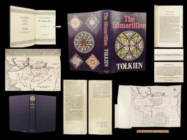 1977 JRR Tolkien 1st/1st Silmarillion Lord of the Rings Middle Earth + MAP & DJ