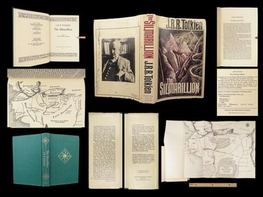 1977 JRR Tolkien 1st ed Silmarillion Lord of the Rings Middle Earth + MAP