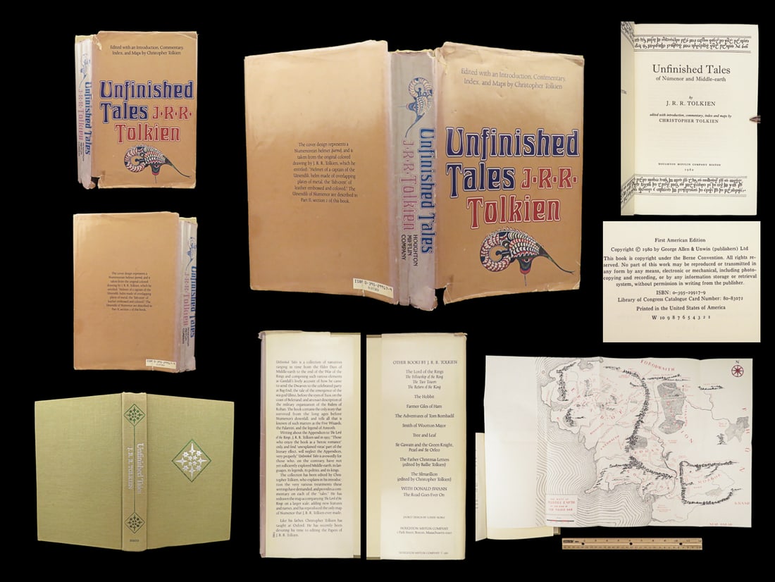 1980 JRR Tolkien 1st Unfinished Tales Lord of the Rings Silmarillion Hobbit +DJ: 1980 JRR Tolkien 1st Unfinished Tales Lord of the Rings Silmarillion Hobbit +DJ “All we have to decide is what to do with the time that is given us.” – J.R.R. Tolkien, The Fellowship of the 