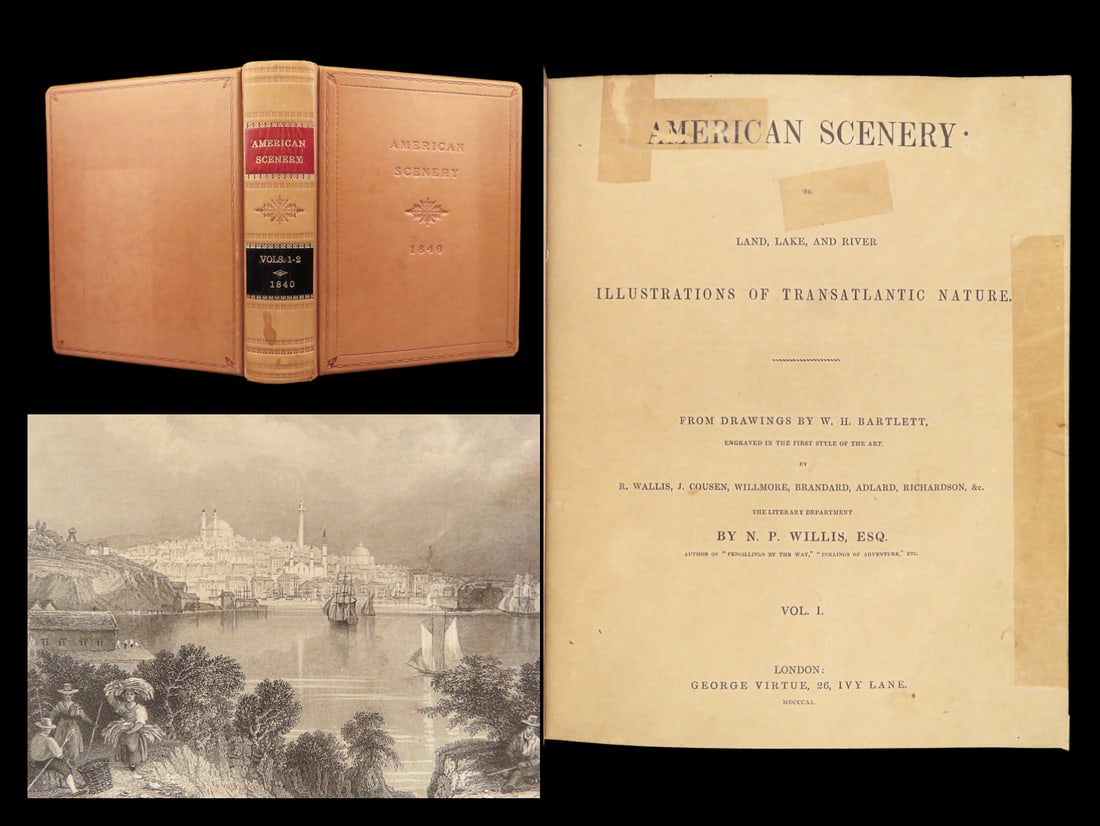 1840 American Scenery ART Nathaniel Willis | Niagara Falls Hyde Park & Mount Vernon (1 of 10)