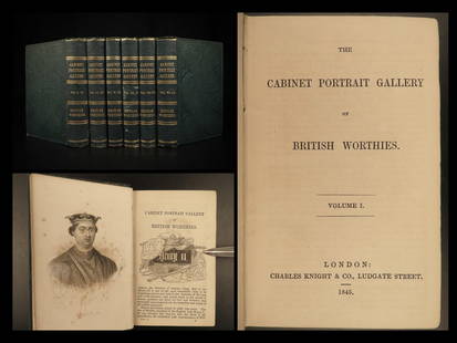 1845 Portrait Gallery British Worthies Drake Shakespeare Milton Newton Bacon: 1845 Portrait Gallery British Worthies Drake Shakespeare Milton Newton Bacon A rare, 19th-century collection of 72 portrait engravings with corresponding biographies of a variety of the most famous an