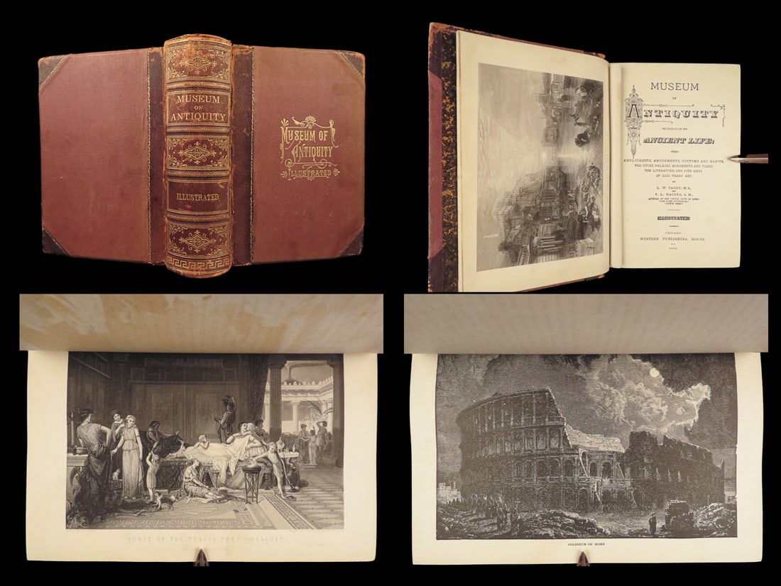 1883 Museum of Antiquity EGYPT Pagan Occult Rituals Illustrated Babylon Leather: 1883 Museum of Antiquity EGYPT Pagan Occult Rituals Illustrated Babylon Leather A description of ancient life including the employments, amusements, customs and habits, the cities, palaces, monuments 