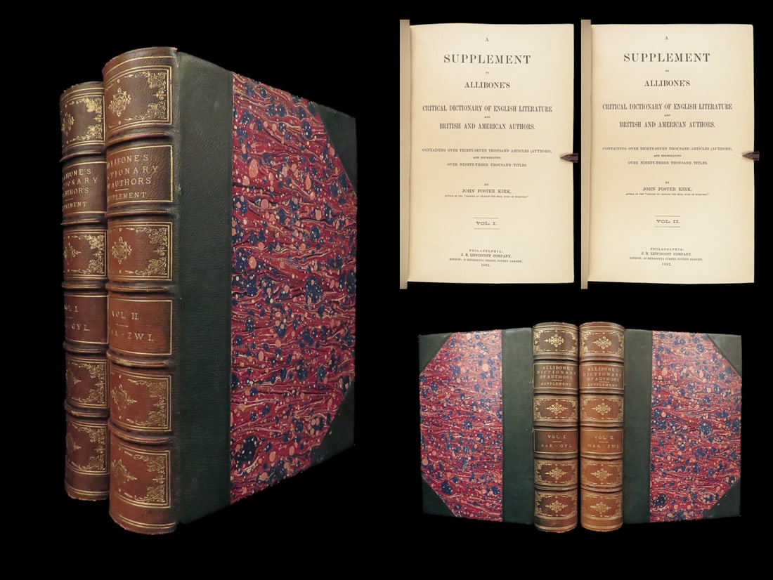 1892 Samuel Allibone Critical Dictionary of English Literature | Stunning 2v SET: 1892 Samuel Allibone Critical Dictionary of English Literature | Stunning 2v SET Samuel Allibones “Critical Dictionary of English Literature” is a thorough, comprehensive bibliographic referen