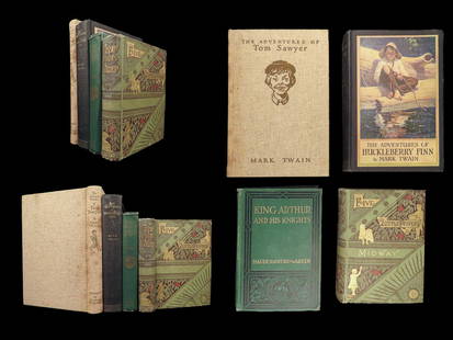 1893-1937 4 Book Lot Mark TWAIN Huckleberry Finn & Tom Sawyer King Arthur Warren: 1893-1937 4 Book Lot Mark TWAIN Huckleberry Finn & Tom Sawyer King Arthur Warren A fine set of works of literature with two of the most famous works of American literature – Mark Twains “Tom Sawye