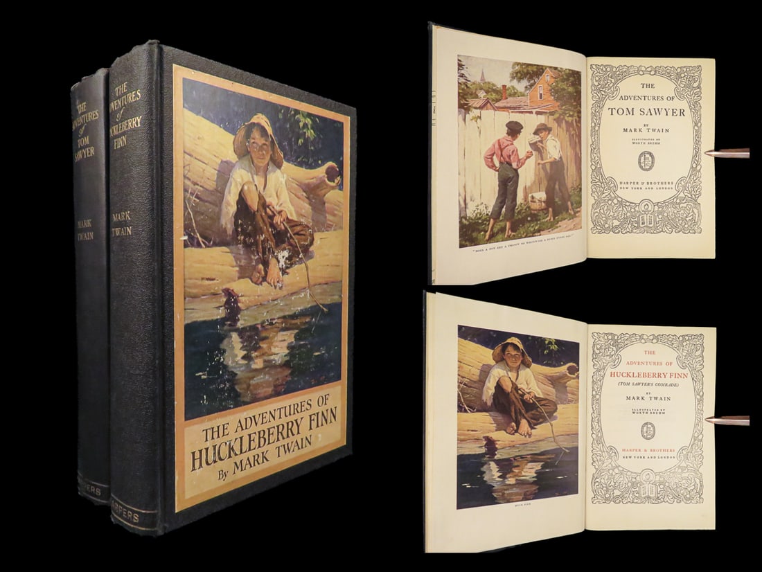 1917 Mark Twain Adventures of Tom Sawyer + 1923 Huckleberry Finn 2v SET (1 of 10)
