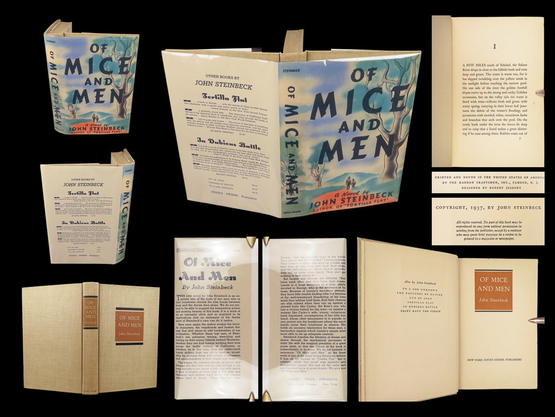 1937 Of Mice and Men by John Steinbeck 1st ed California Great Depression Classic (1 of 10)