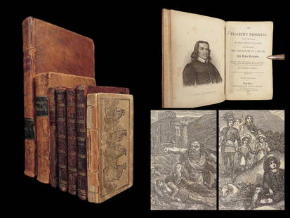 1781-1849 7 Book Lot Literature Pilgrims Progress Falconer Shipwreck Broome Poem: 1781-1849 7 Book Lot Literature Pilgrims Progress Falconer Shipwreck Broome Poem A rare collection of leather-bound books containing highly popular works of literature. Published in the late 18th-cent
