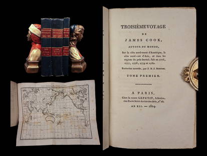 1804 3rd Voyage Captain Cook HAWAII Sandwich Islands Alaska Pacific NW + ATLAS: 1804 3rd Voyage Captain Cook HAWAII Sandwich Islands Alaska Pacific NW + ATLAS 23 INCREDIBLE Illustrations / Complete 3v Set Captain James Cook (1728 – 1779) was a British explorer, navigator, carto