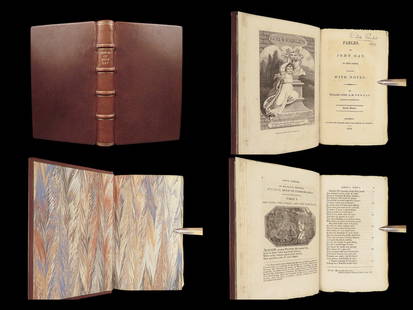 Fables – John Gay – 1810 | English Satire, Allegory, 66 Woodcuts, Fine Binding: This edition of Fables, By John Gay, In Two Parts., was published in London by Vernor, Hood, and Sharpe, this volume contains both parts of Gay’s Fables in a compact volume. The collection comprises