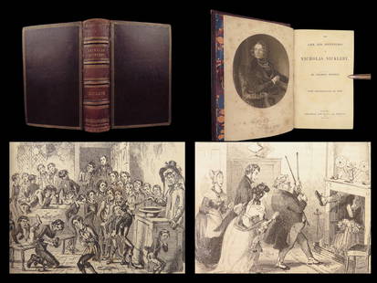 1839 Nicholas Nickleby by Charles Dickens | 1st ed Phiz Illustrated | Leather: 1839 Nicholas Nickleby by Charles Dickens | 1st ed Phiz Illustrated | Leather “There is nothing in the world so irresistibly contagious as laughter and good humor.&rdquo; ? Charles Dickens Charles D