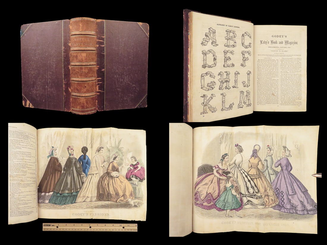 1864 FASHION Godey Lady’s Book American Magazine Illustrated Dress Costume Music (1 of 10)
