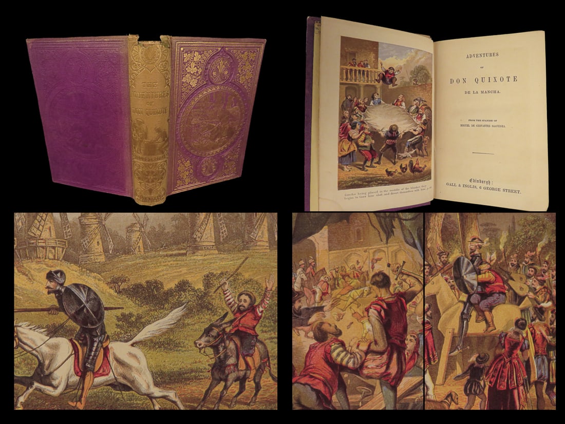 1870 Don Quixote de la Mancha Cervantes Color Illustrated English Edinburgh (1 of 9)