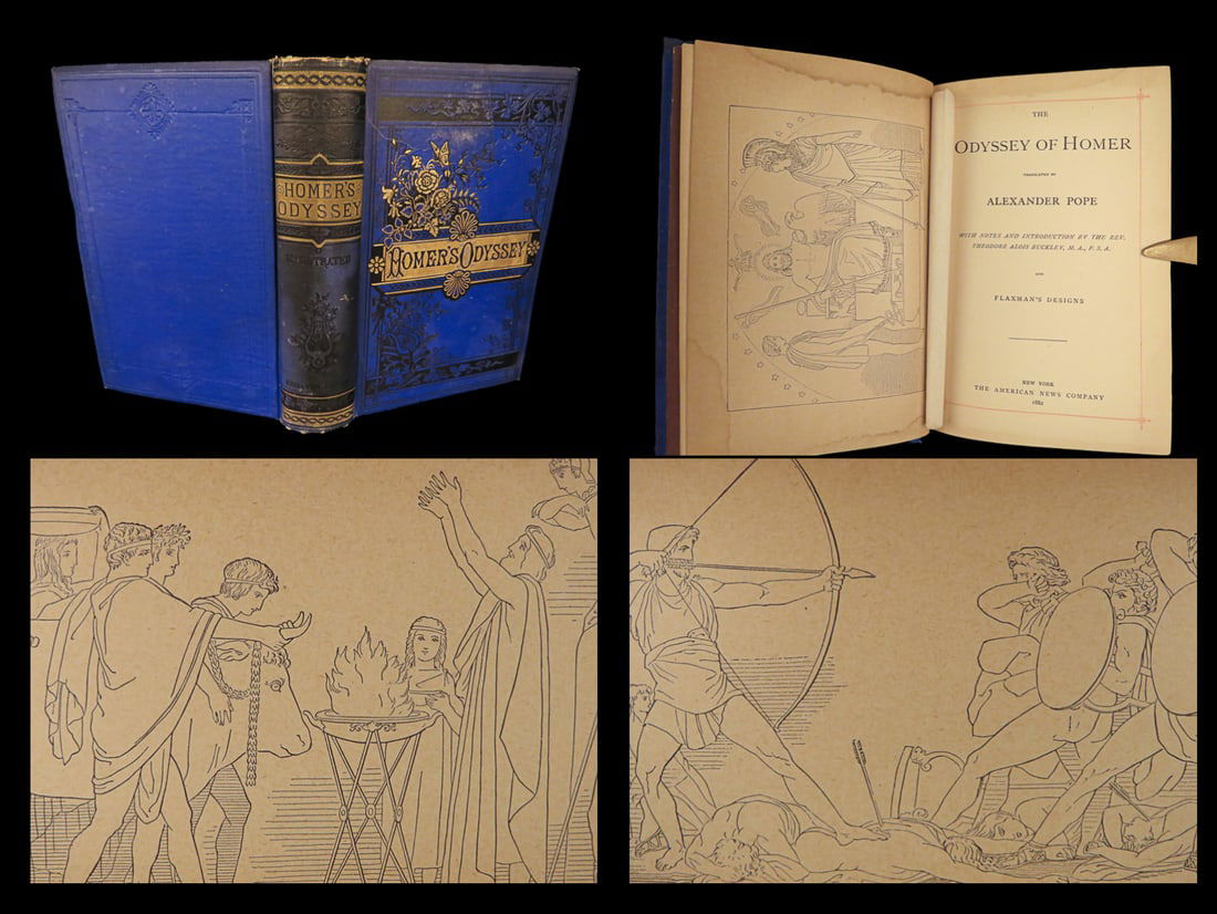 1882 Homer Odyssey | English by Alexander Pope | Buckley & Flaxman Commentary (1 of 10)
