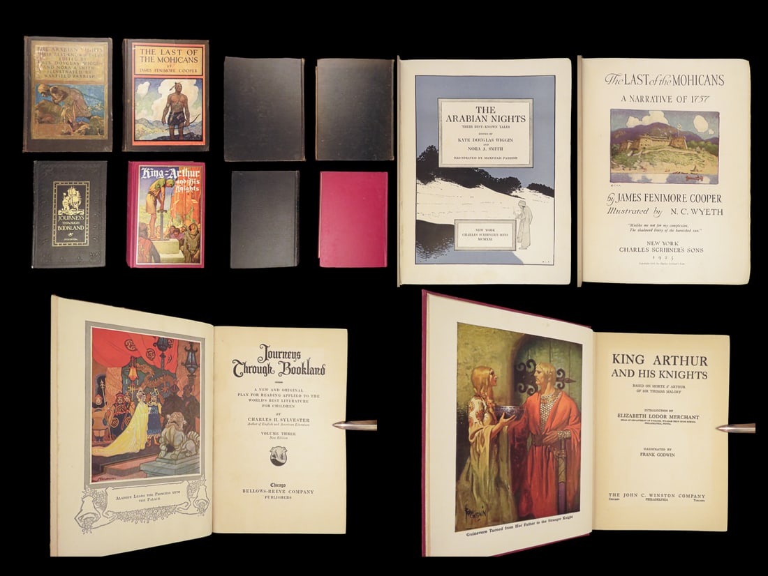 1921 Lot of 4 Books | Last of Mohicans - Arabian Nights - King Arthur - Bookland (1 of 10)