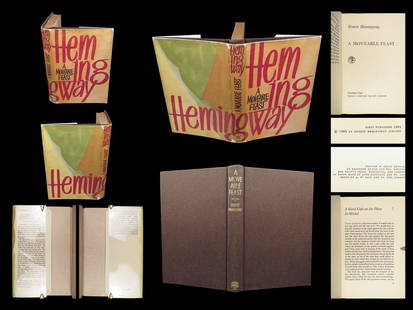 A Moveable Feast – Hemingway, 1964 1st UK Ed: First edition of A Moveable Feast by Ernest Hemingway, published by Jonathan Cape in 1964, just months after its American release. This is the first UK printing of Hemingway’s posthumous memoir, rec