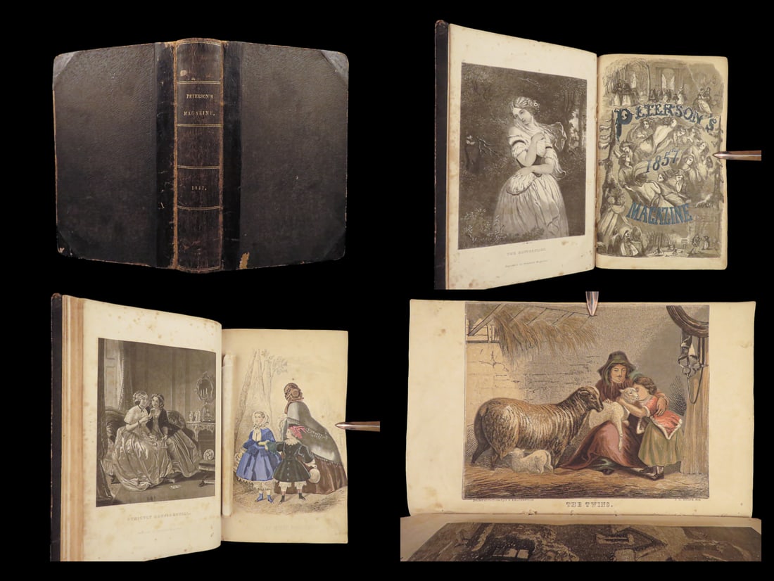 1857 FASHION 1st ed Petersons Magazine Clothing Hairstyles Crafts ART Women: 1857 FASHION 1st ed Petersons Magazine Clothing Hairstyles Crafts ART Women Petersons Magazine is a rare, 19th-century periodical filled with articles, essays, stories, and craft instructions for wome