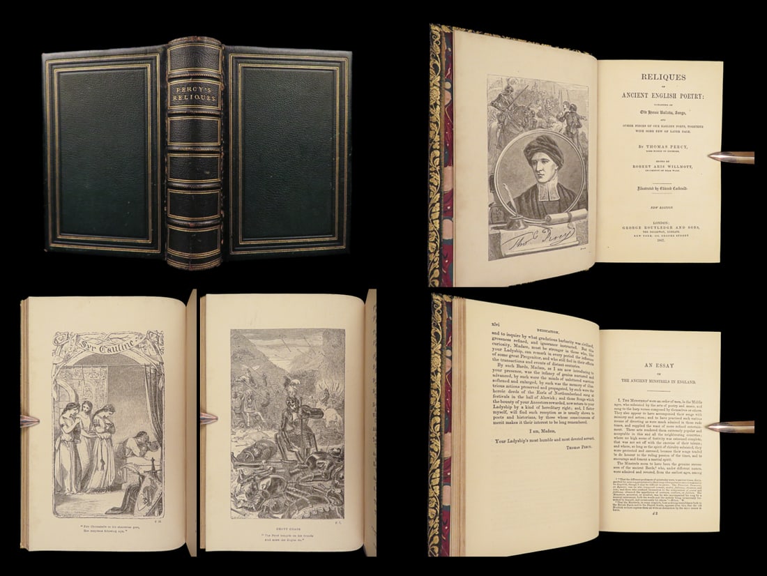 Reliques of Ancient English Poetry – Thomas Percy, 1867 | Green Leather, Illustrated (1 of 10)