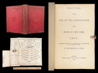 1871 NY Legislature Manual, Fold-Out Senate Diagram, Secor Inscribed