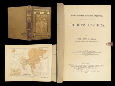 Buddhism in China | Samuel Beal, 1884 – Folding Map, Gilt Cloth