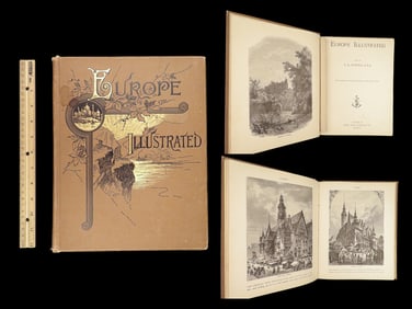 1888 1st ed Europe Illustrated by FK Warren | Art of France ROME Spain Alhambra