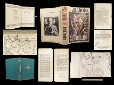 1977 JRR Tolkien 1st ed Silmarillion Lord of the Rings Middle Earth + MAP