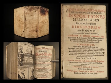 1707 1ed Kromayer German Bible & Commentary & Scripture Memory Concordance RARE