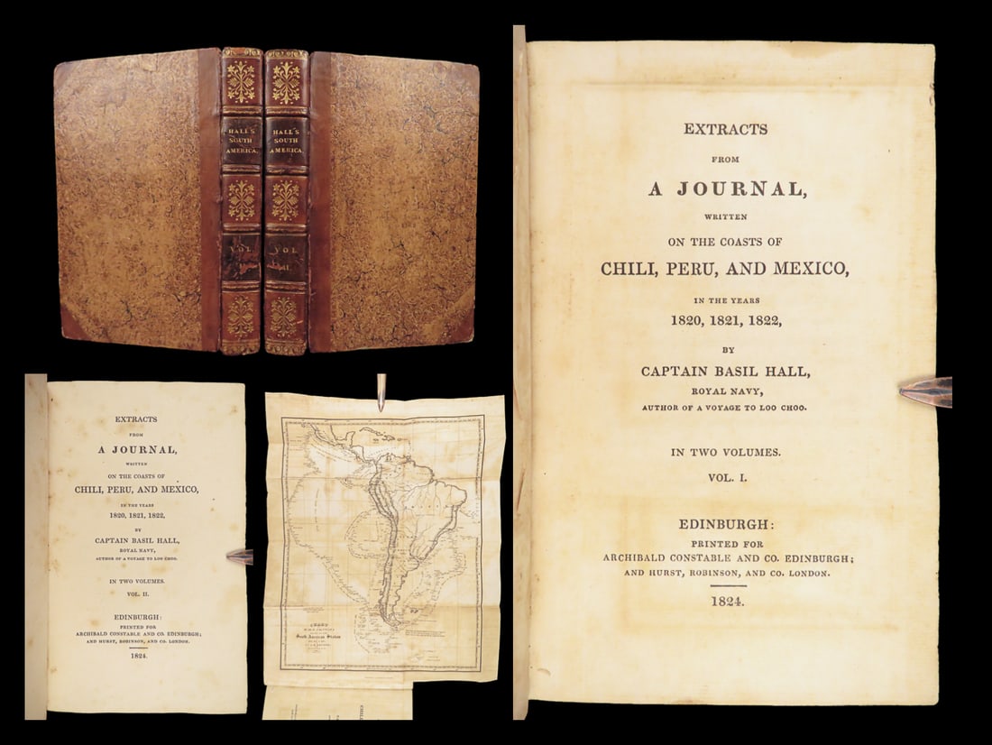Extracts from a Journal | Basil Hall, 1824 – 1st Ed, Folding Map, HMS Conway (1 of 10)
