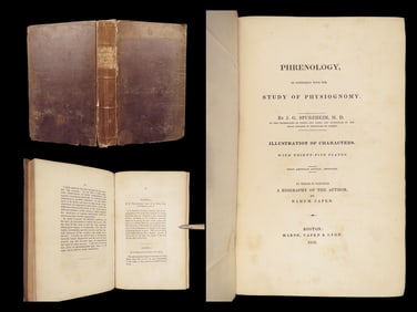 Phrenology and Physiognomy – J.G. Spurzheim, Boston 1833 | First US Edition, 34 Plates